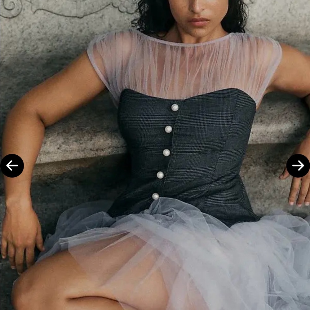 Anthropologie Gray and White Midi Dress